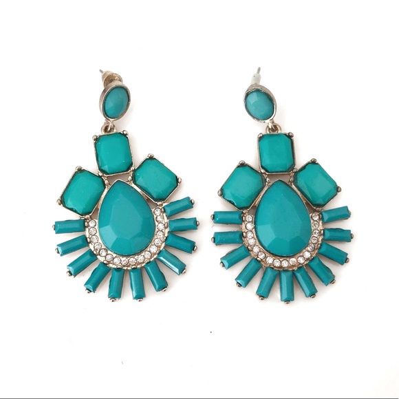 Brand New Turquoise Earrings with Rhinestone - Picture 3 of 4